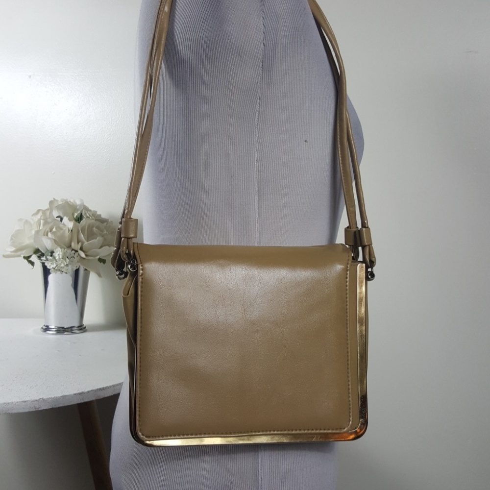 50's 60's Antique Vintage Tan Genuine Leather Purse